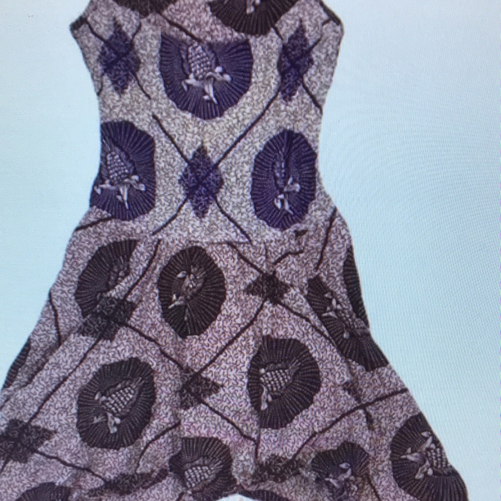 Purple and Black Patterned Dress